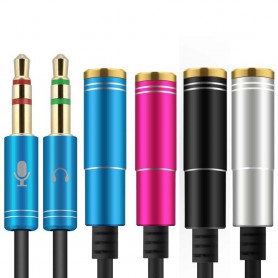 HOCO - 3.5mm Female Dual Male Headset Mic Audio Splitter - Audio cables - AL485-CB