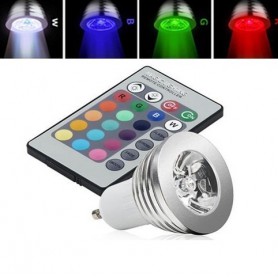 Oem - GU10 3W 16 klueren RGB LED lamp met afstandsbediening - GU10 LED - AL164