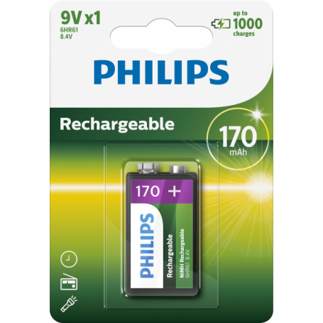 PHILIPS, Philips MultiLife 9V HR22 / 6HR61 170mAh rechargeable battery, Other formats, BS049-CB