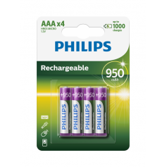 Philips MultiLife 1.2V AAA / HR03 950 mAh NiMh Batterie rechargeable - Blister de 4 pièces