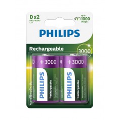 PHILIPS, Philips MultiLife 1.2V D / HR20 3000mAh NiMh rechargeable battery, Size C D and XL, BS053-CB