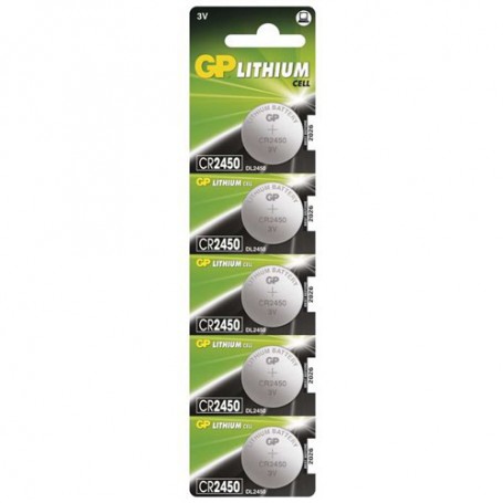 GP, GP CR2450, DL2450, ECR2450 3V Lithium button cell battery - 5 Pieces, Button cells, BS121-CB