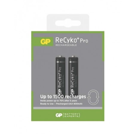 GP, Duo GP ReCyko+ Pro Professional R03/AAA 800mAh Rechargeable, Size AAA, BS126-CB