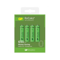 GP, GP R03/AAA GP ReCyko+ 650 Series 650mAh Rechargeable, Size AAA, BS127-CB