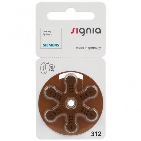 SIEMENS - Siemens Signia 312 1,45V Hearing Aid Battery - Mercury Free - Hearing batteries - BL100-CB