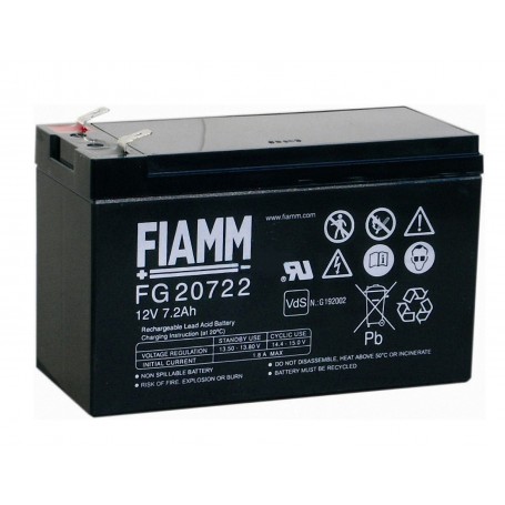 Fiamm, Fiamm FG 12V 7.2Ah (6,3mm) 7200mAh Rechargeable Lead Acid Battery, Battery Lead-acid , NK392