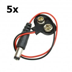 9V Battery clip with DC jack - 5 Pieces