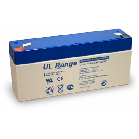 Ultracell, Ultracell VRLA / Lead Battery 3400mAh 6V (UL3.4-6), Battery Lead-acid , BS328