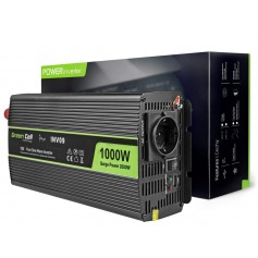 Green Cell, 1000W DC 12V to AC 230V with USB Current Inverter Converter - Pure/Full Sine Wave, Battery inverters, GC008