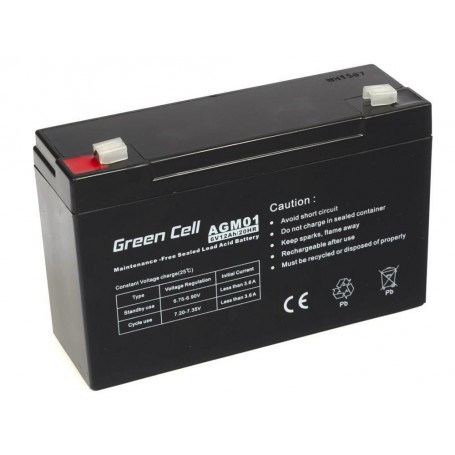 Green Cell - Green Cell 6V 12Ah (4.6mm) 12000mAh VRLA AGM accu -  - GC049