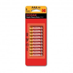 Kodak, Kodak AAA/LR03 ZINC Super Heavy Duty alkaline 1.5V - 10 Stuks, AAA formaat, BS421-CB