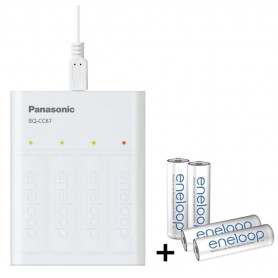 Eneloop, 2.25h Panasonic Eneloop USB Charger Powerbank BQ-CC87 + 4x AA 2000mAh batteries, Battery chargers, BL333