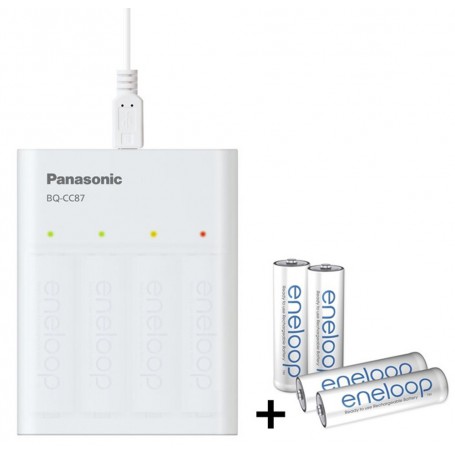 Eneloop, 2.25h Panasonic Eneloop USB Charger Powerbank BQ-CC87 + 4x AA 2000mAh batteries, Battery chargers, BL333