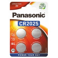 Panasonic - 4-Pack Panasonic CR2025 3V 165mAh Lithium knoopcelbatterij - Knoopcellen - BL346-CB