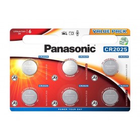 Panasonic, 6-Pack Panasonic CR2025 3V 165mAh Lithium button cell battery, Button cells, BL347