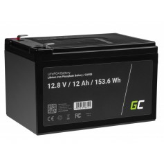 Green Cell, Batterie Green Cell LiFePO4 12.8V 12Ah pour panneaux solaires et camping-cars, Batterie LiFePO4, GC108-LPO12AH