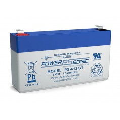 POWER SONIC, POWER SONIC 6V 1.3Ah F1 4.8mm PS-612ST Blei-Säure-Akku, Batterie Blei-Säure, PS-612ST