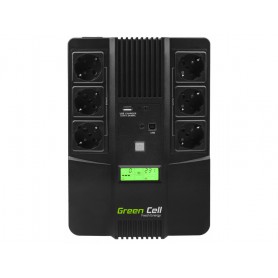 Green Cell - Green Cell USV Line-interactive 600VA 360W 10 Ausgänge 6xAC 2xUSB 2xLAN - USV-Notstromversorgung - GC144-UPS06