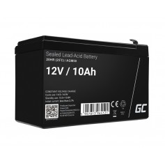 Green Cell 12V 10Ah 10000mAh F2 (6.35mm) VRLA AGM Battery