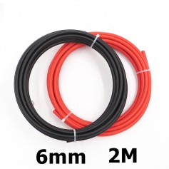 Fil de panneau solaire de 6mm2 - Rouge ou noir - 2 mètres