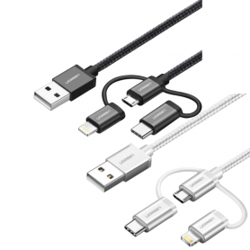 UGREEN - USB 2.0 A To Micro USB+Lightning+Type C (3 in 1) Cable - USB to USB C cables - UG-80326-CB
