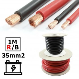 Eland Cables, 35mm2 Orange / Black Double insulated battery cable, oil resistant and very flexible (Class 6) 1 Meter, Battery...