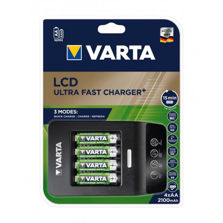 Varta, Varta AA AAA LCD Ultra Fast 4-Bay charger including 4x 2100mAh AA batteries, Battery chargers, BS515