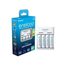 Panasonic - Panasonic Eneloop USB Lader inclusief 4 x AA 2000mAh oplaadbare batterijen -  - BQ-CC61-4XAA