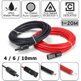 Oem, MC4 4-6mm 2-20m MC4 Single End Male-Female Cable 2 Pieces - Solar accessoires, Solar Cables, ET001-CB