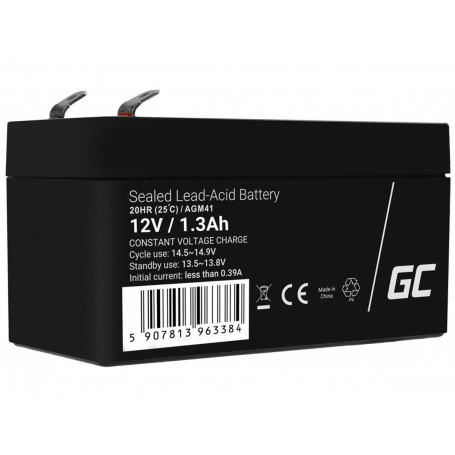 Green Cell, Green Cell 12V 1.3Ah 1300mAh VRLA AGM Battery, Battery Lead-acid , GC357-AGM41