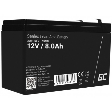 Green Cell - Green Cell 12V 8Ah 8000mAh VRLA AGM accu -  - GC362-AGM46