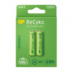 GP - Duo GP ReCyco+ AA / Mignon / HR6 / LR6 1300mAh Oplaadbare Batterijen - 1300 Series - AA formaat - BS124-CB