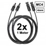 Stäubli, MC4 1 Meter 4mm MC4 Male-FEMALE Cable 2 Pieces - Solar accessoires, Solar Cables, MC4-1M-2