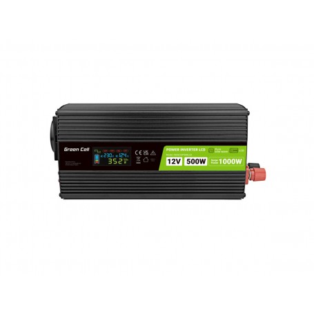 Green Cell - GREEN CELL Smart LCD 500W 12V DC naar 230V AC met USB QC3.0 zuivere sinusoïde batterijomvormer - Batterij omvorm...