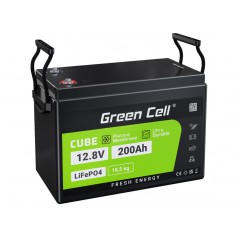 Green Cell, Green Cell LiFePO4 12,8 V 200Ah 2560Wh Batterie für Sonnenkollektoren und Wohnmobile Neue S-Edition, LiFePO4 Akku...