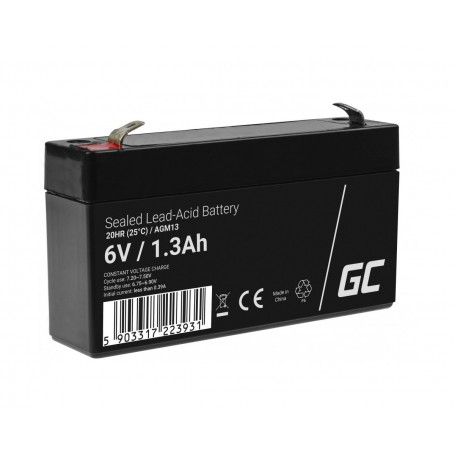 Green Cell - Green Cell 6V 1.3Ah (F1 4.6mm) 1300mAh VRLA AGM accu -  - GC388-AGM13