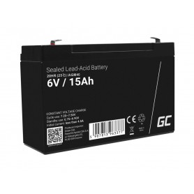 Green Cell - Green Cell 6V 15Ah (F1 4.6mm) VRLA AGM Batteria - Battery Lead-acid  - GC398-AGM40