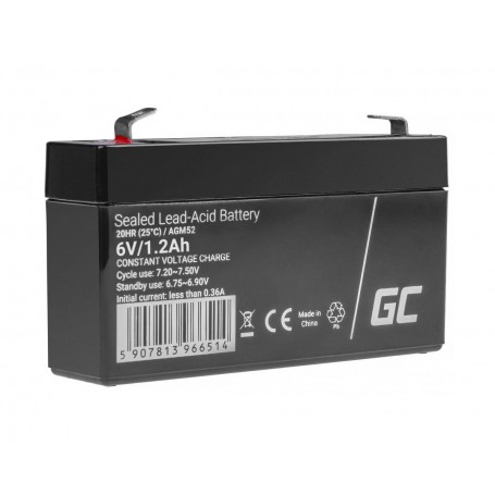 Green Cell - Green Cell 6V 1.2Ah (F1 4.6mm) 1200mAh VRLA AGM accu -  - GC401-AGM52