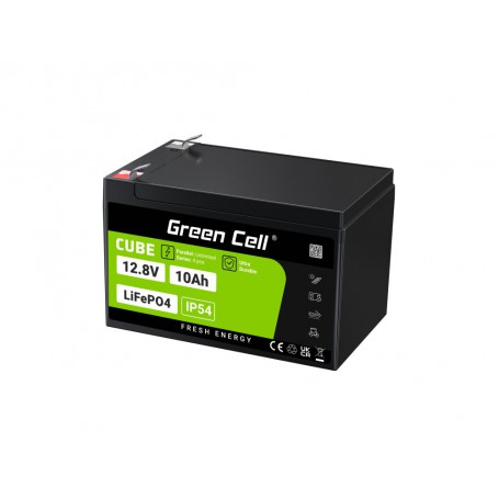 Green Cell - Green Cell CUBE 12.8V 10Ah LiFePO4 155x100x100mm IP54 accu voor zonnepanelen en campers -  - GC403