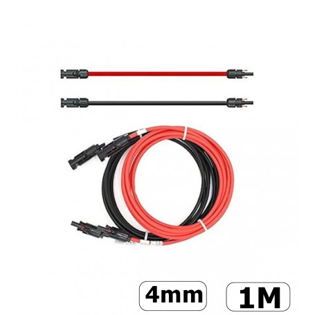 Oem - MC4 1-20 Meter 4mm Stecker-Buchse Kabel Rot/Schwarz - 2er Set - BOL SPECIAL - ET002-4-2X-MC4-SET-CB