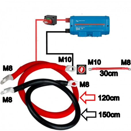 DG RUBBER HOLLAND, Battery cable SET 35mm² Red (M8 0.3M M10 M10 1.2M M8) Black (M8 1.5M M8), Battery Cables, DG003-35-1.5M-SW...