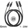 Athilex - Cable de extensión MC4 de 6mm, color negro, 1-20 metros, juego de 2 piezas - Cables Solares - 6MM-BL-SET-CB