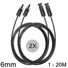 6mm MC4 Verlängerungskabel schwarz 1-20 Meter 2er Set