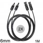 Athilex - Cable de extensión MC4 de 6mm, color negro, 1-20 metros, juego de 2 piezas - Cables Solares - 6MM-BL-SET-CB