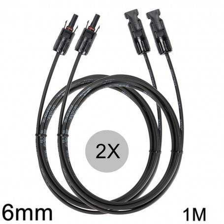 Athilex - Cable de extensión MC4 de 6mm, color negro, 1-20 metros, juego de 2 piezas - Cables Solares - 6MM-BL-SET-CB