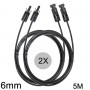Athilex - Cable de extensión MC4 de 6mm, color negro, 1-20 metros, juego de 2 piezas - Cables Solares - 6MM-BL-SET-CB