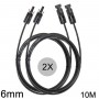 Athilex - Cable de extensión MC4 de 6mm, color negro, 1-20 metros, juego de 2 piezas - Cables Solares - 6MM-BL-SET-CB