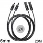 Athilex - Cable de extensión MC4 de 6mm, color negro, 1-20 metros, juego de 2 piezas - Cables Solares - 6MM-BL-SET-CB