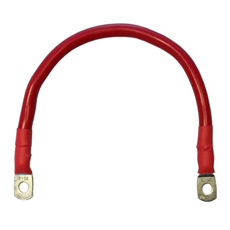 OEM, Accukabel rood 35mm² - 0.3 meter - 1x M8 en 1x M10 oog, Accu Kabels, DG002-35-30CM-RE-1XM8-1XM10