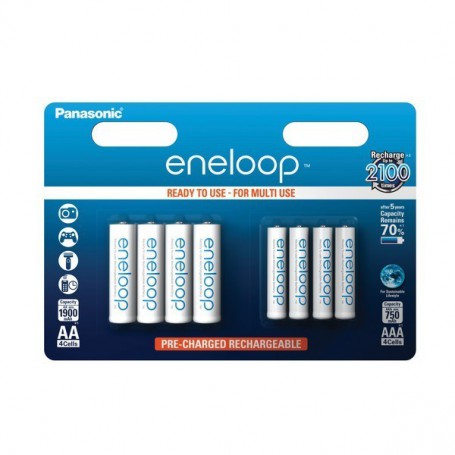 Eneloop - 8x Panasonic eneloop AA/AAA 4+4 Recharable Power-Pack ON2817 - Size AAA - ON2817